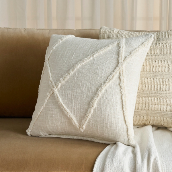White Distressed Diamond Pillow