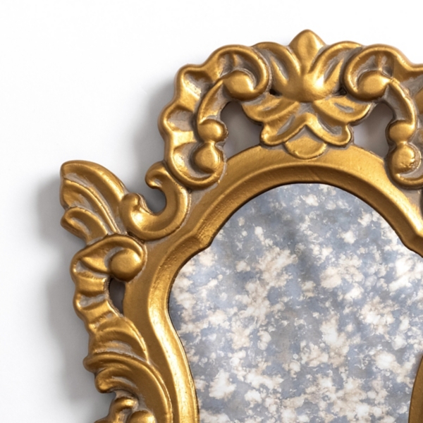 Gold Antique Glass Ornate Accent Mirror