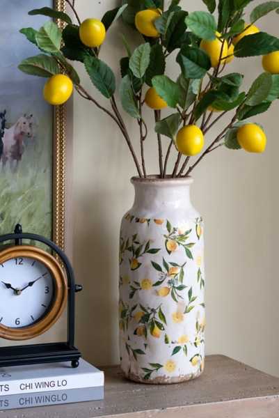 White Ceramic Lemon Branch Vase