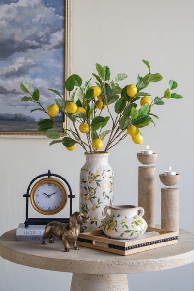 White Ceramic Lemon Branch Vase