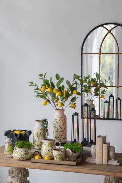 White Ceramic Lemon Branch Vase