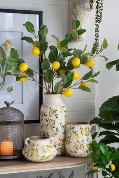 White Ceramic Lemon Branch Vase