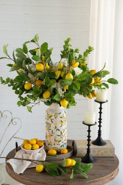 White Ceramic Lemon Branch Vase