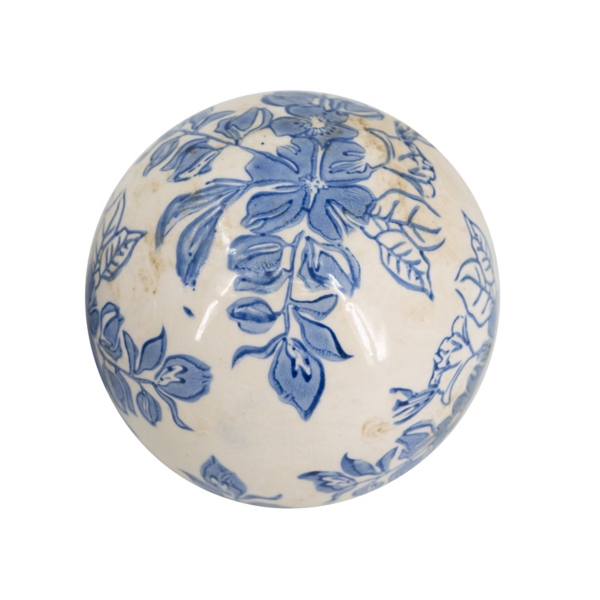 Blue & White Ceramic Orbs, Set of 4