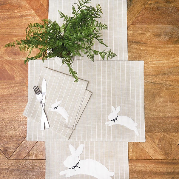 White Bunny Hop Striped Napkins, Set of 6