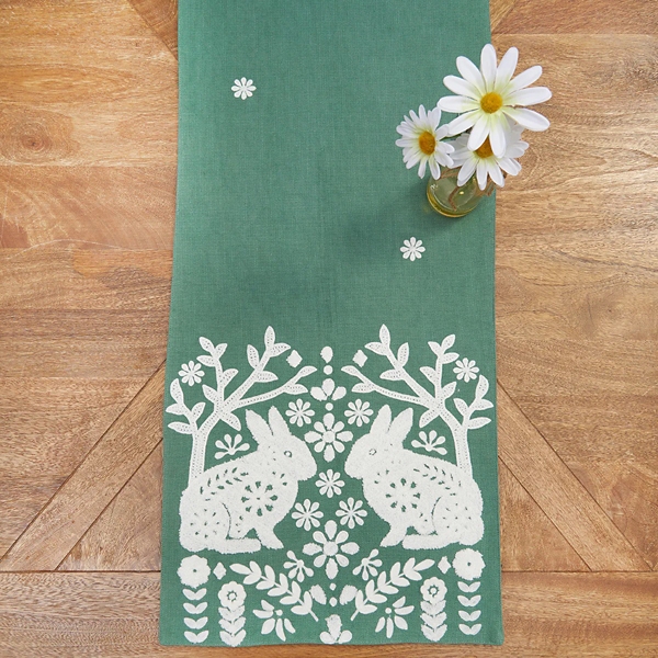 Woodland Spring Bunny Table Runner