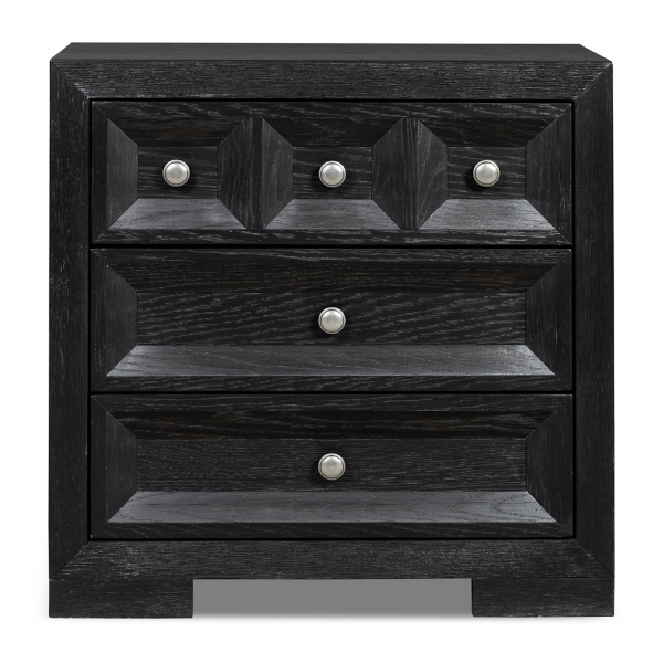 Black Weathered Wood Modern Charging Nightstand