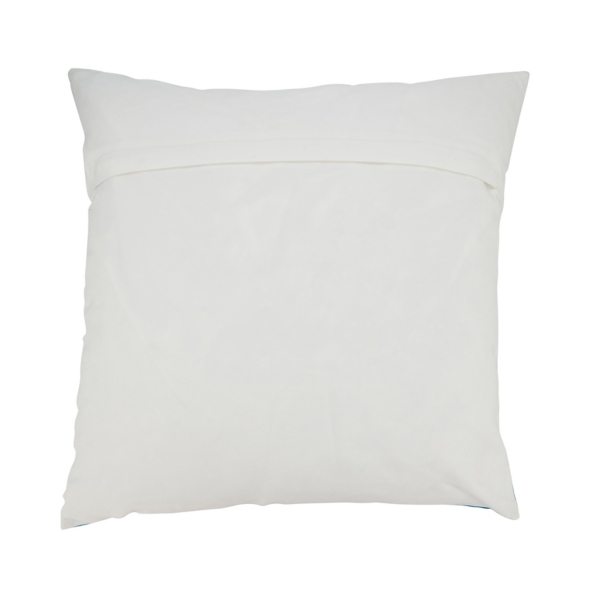 Blue Embroidered Fish Outdoor Pillow