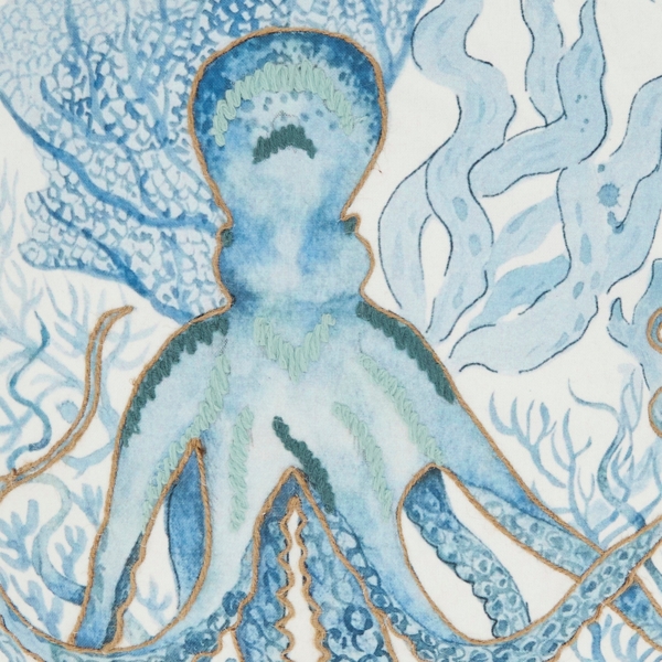 Blue Whimsical Octopus Outdoor Pillow