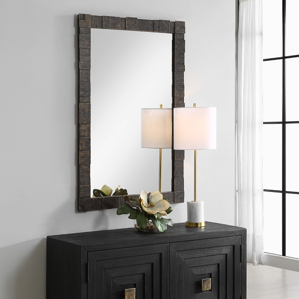 Distressed Bronze Layered Frame Wall Mirror