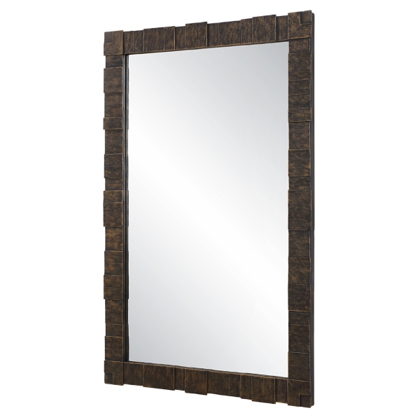 Distressed Bronze Layered Frame Wall Mirror