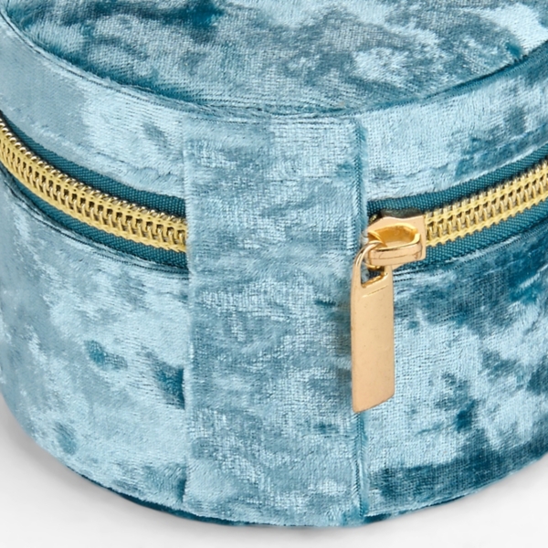 Round Blue Velvet Monogram A Jewelry Box