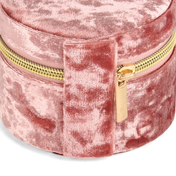 Round Mauve Velvet Monogram S Jewelry Box