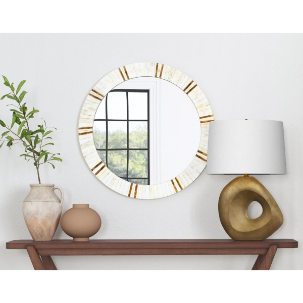 Round Ivory Clever Wall Mirror