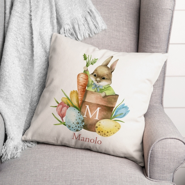 Personalized Garden Bunny Pillow