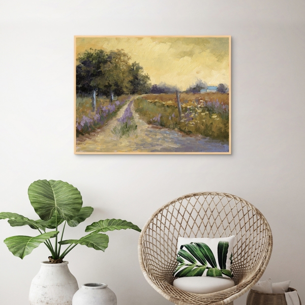 Fall's Golden Fields Framed Canvas Art Print
