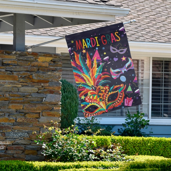 Feathered Carnival Mask Outdoor Flag