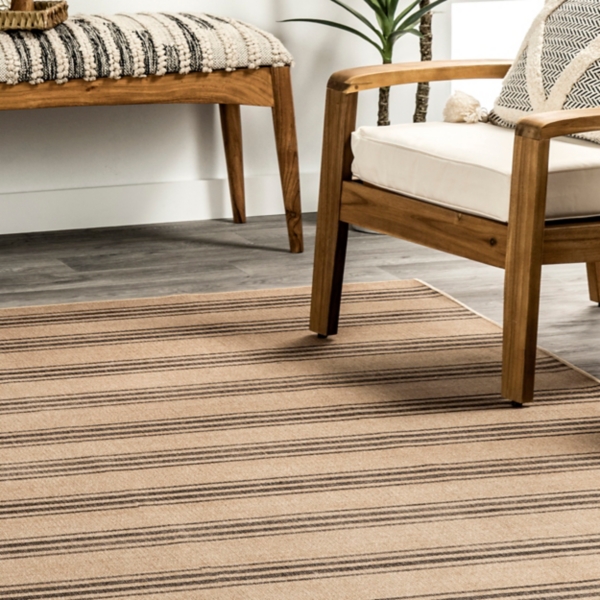 Lavina Striped Easy Jute Machine Washable Area Rug