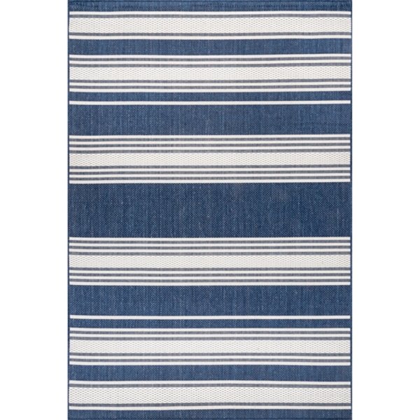 Navy Romy Striped Indoor/Outdoor Area Rug, 6x9 | Kirklands Home