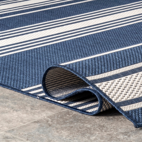 Navy Romy Striped Indoor/Outdoor Area Rug, 6x9