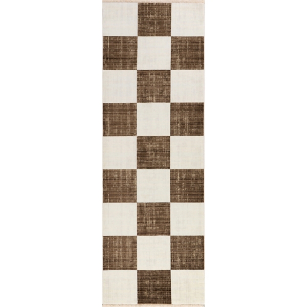 Aspen Checkerboard Fringed Runner, 2x8