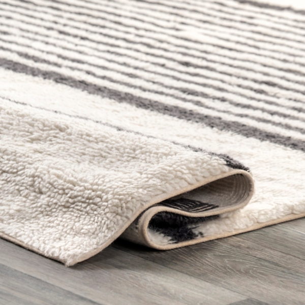 Striped Wool Machine Washable Area Rug, 4x6