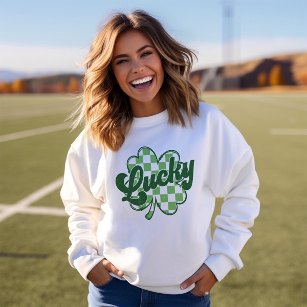 Large Lucky Plaid Shamrock Sweatshirt