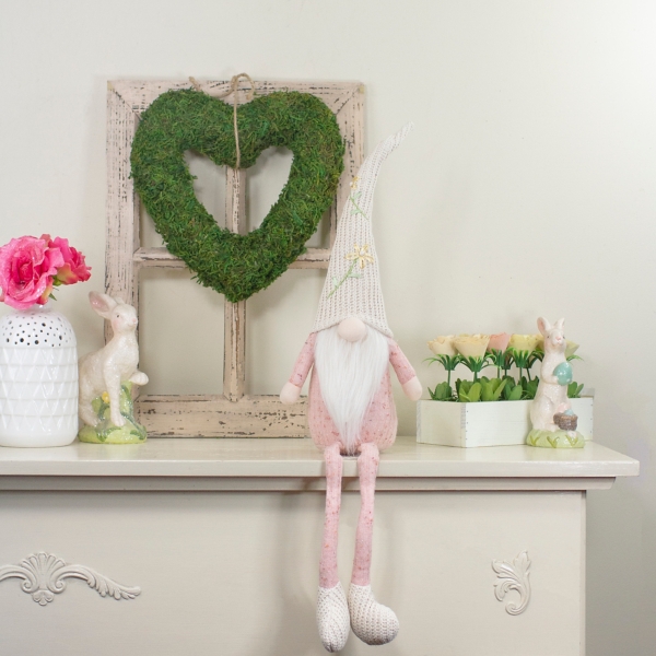 Spring Floral Hat Pink Sitting Gnome