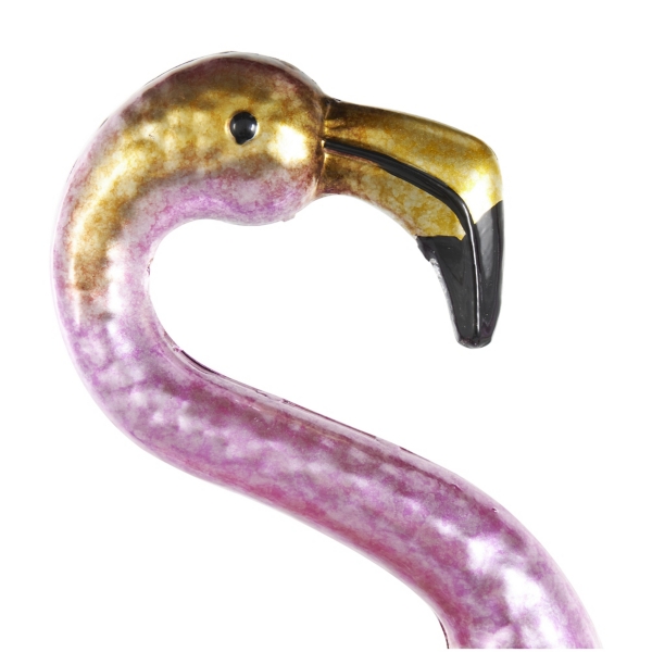 Pink and Gold Iron Flamingo Statues, Set of 2