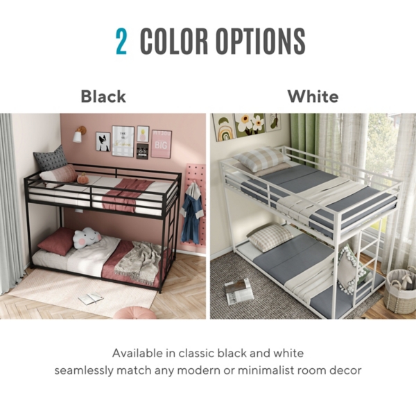 White Metal Low Profile Harrow Twin Bunk Bed