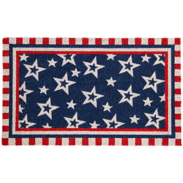 Red and Blue Star 4th of July Doormat
