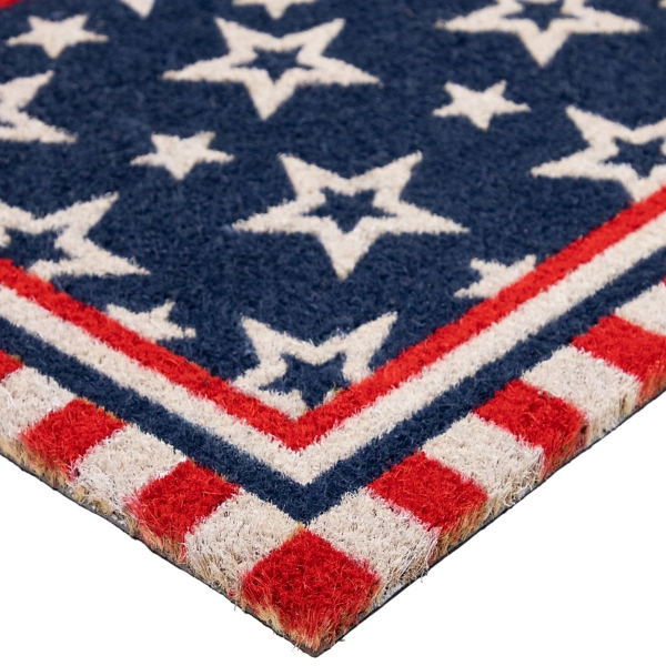 Red and Blue Star 4th of July Doormat