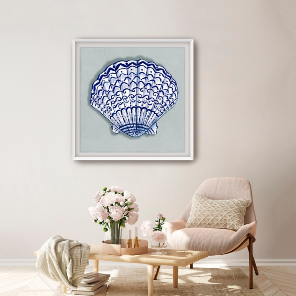 Blue Fun Shell Framed Art Print, 32x32