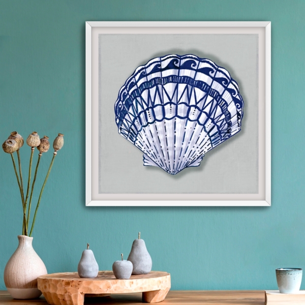 Blue Clam Shell Framed Art Print