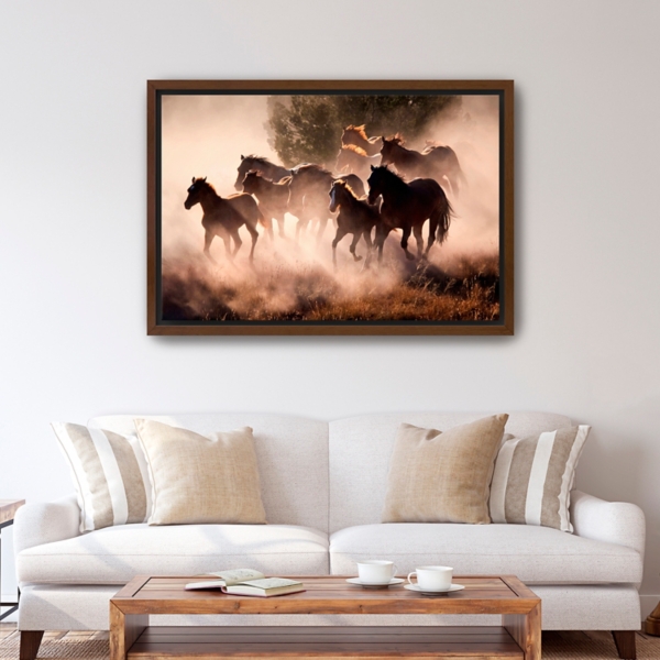 Running Wild Horses Framed Canvas Art Print, 48x32