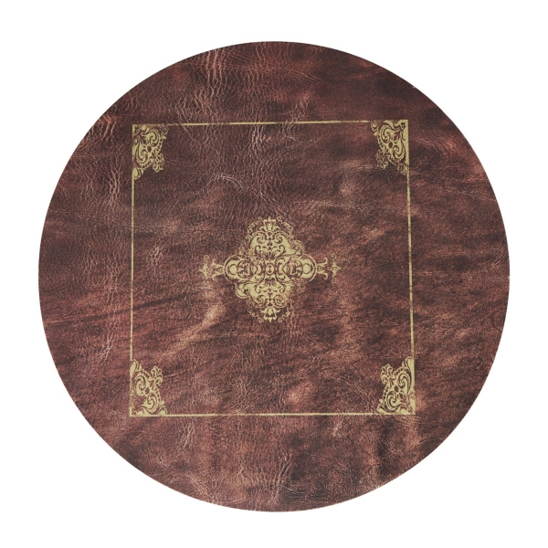 Antique Book Faux Leather Round Accent Table