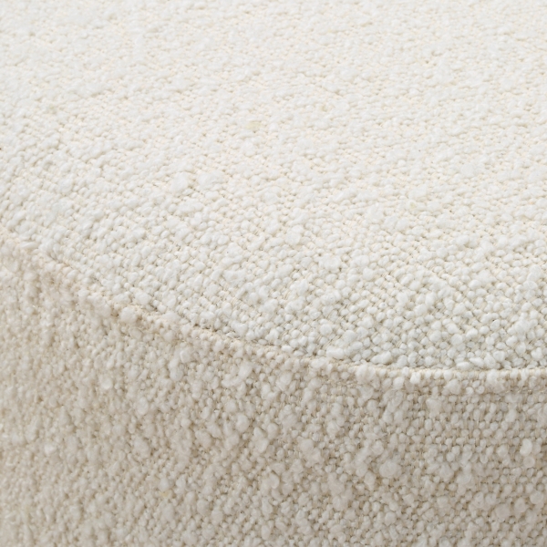 Ivory Boucle Upholstered Burlwood Ottoman