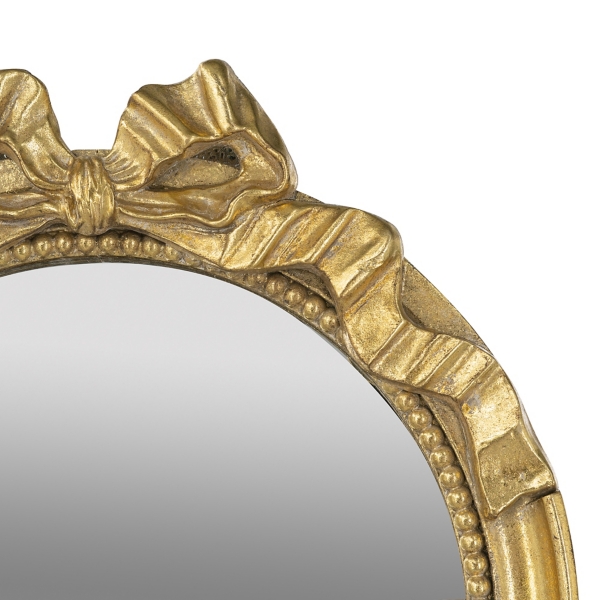 Gold Ribbon Bow Slim Arch Wall Mirror