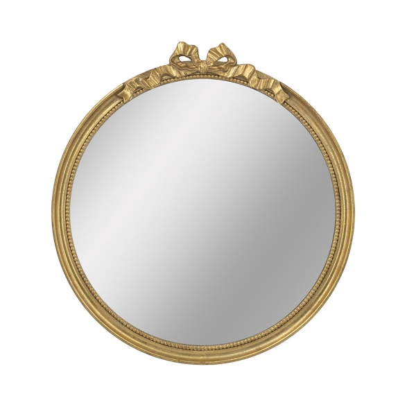 Gold Ribbon Bow Round Wall Mirror