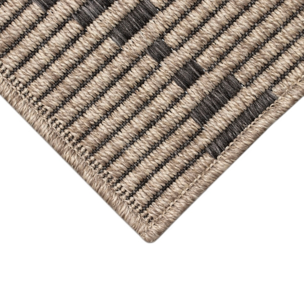 Taupe Wavy Lines & Diamonds Outdoor Area Rug