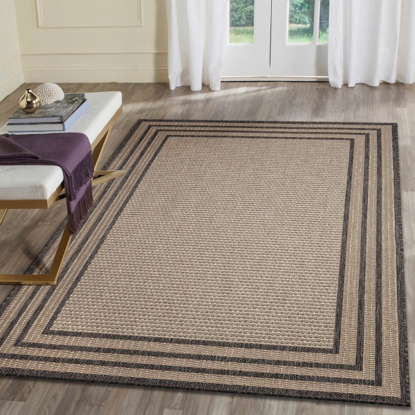 Taupe Outline Indoor/Outdoor Area Rug