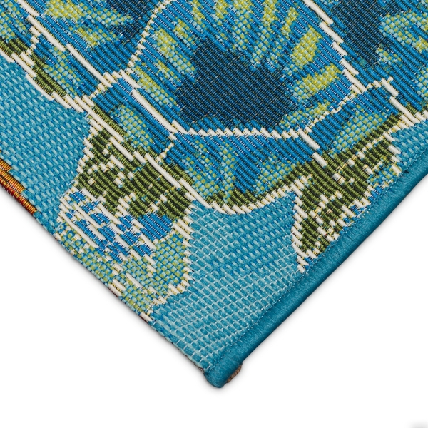 Blue Aquatic Life Indoor/Outdoor Accent Rug, 2x3