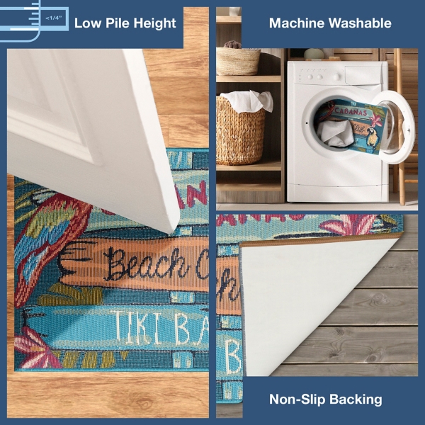 Beach Club Parrots Indoor/Outdoor Accent Rug, 2x3