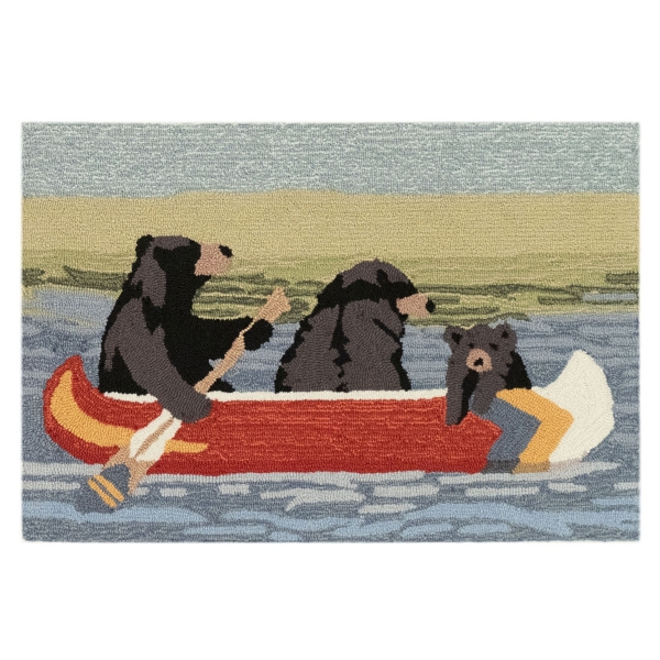 Black Bear Canoe Trip Outdoor Rug, 2x3