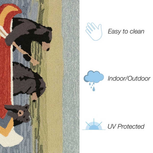 Black Bear Canoe Trip Outdoor Rug, 2x3