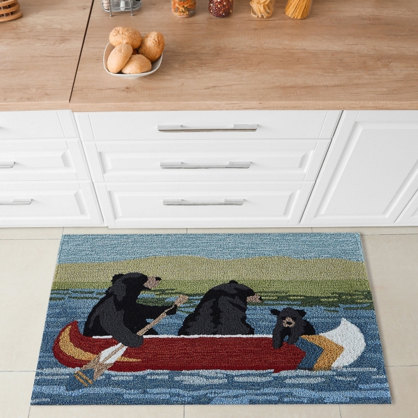 Black Bear Canoe Trip Outdoor Rug, 2x3