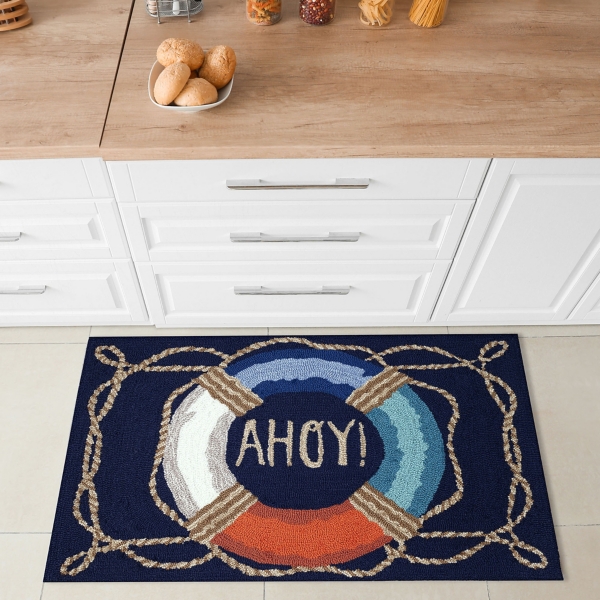 Navy Ahoy Indoor/Outdoor Accent Rug
