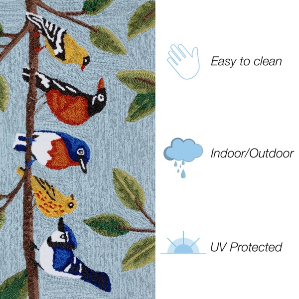 Blue Bird Choir Indoor/Outdoor Accent Rug, 2x3