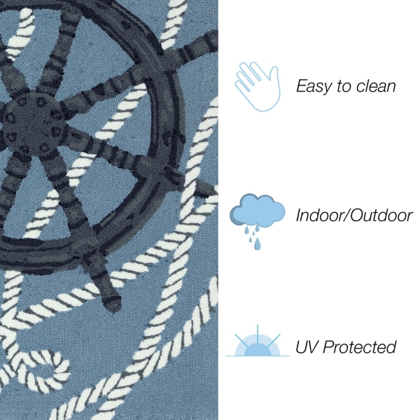 Blue Marine Helm Indoor/Outdoor Accent Rug, 1x2