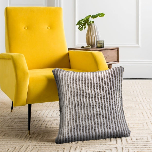 Brown and Ivory Striped Cotton Pillow